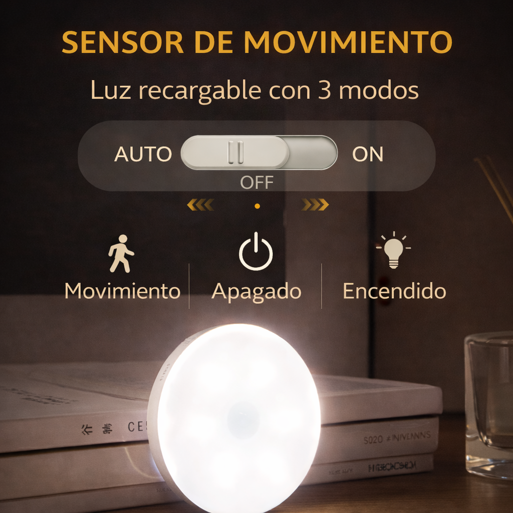 Luz LED Automática con Sensor de Movimiento (Instalación sin Herramientas)