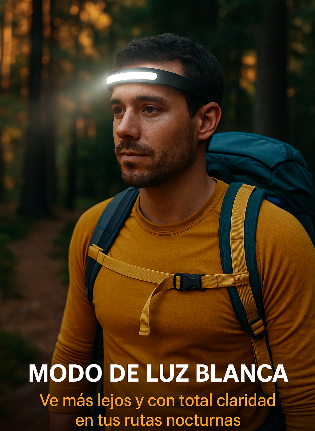 Linterna Frontal LED NEXORA 230°  Manos Libres, Visión Total