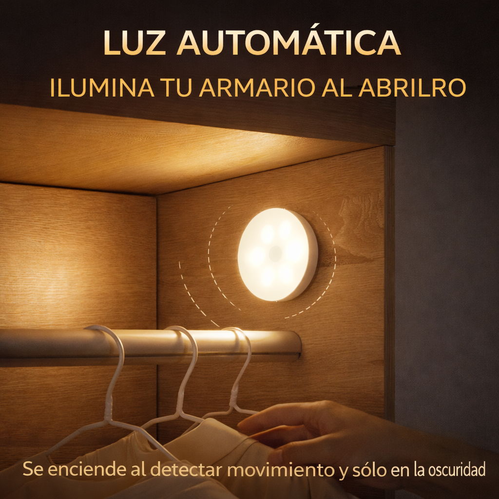 Luz LED Automática con Sensor de Movimiento (Instalación sin Herramientas)