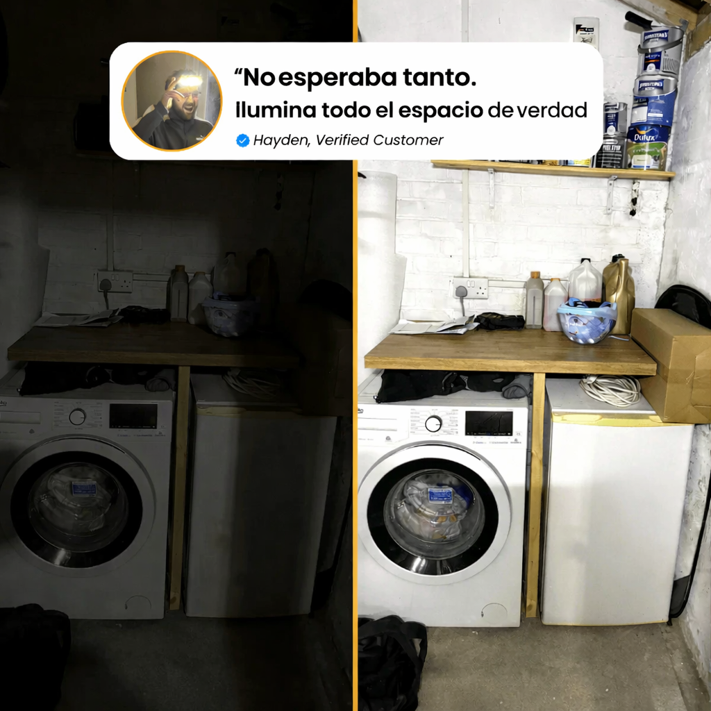 Linterna Frontal LED NEXORA 230°  Manos Libres, Visión Total