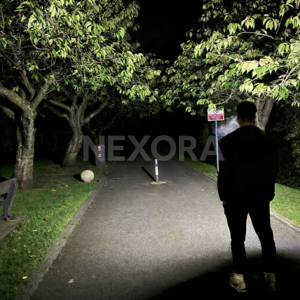 Linterna Frontal LED NEXORA 230°  Manos Libres, Visión Total