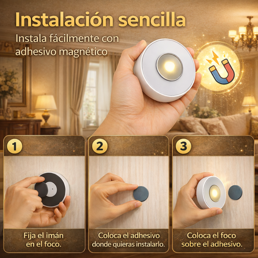 Luz LED Automática con Sensor de Movimiento (Instalación sin Herramientas)